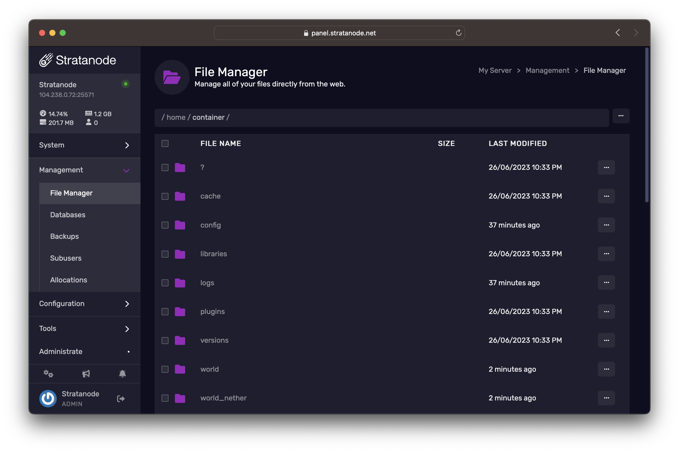 File Management Interface